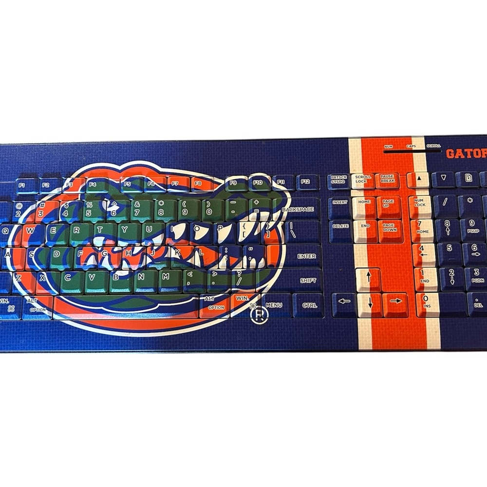 Florida Gators Wireless USB Keyboard -Full Numbers Pad  NO DONGLE Untested